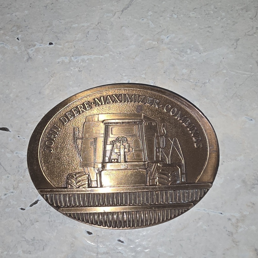 Vintage‎ 1989 PS John Deere Maximizer Combines Tractors Brass Belt Buckle